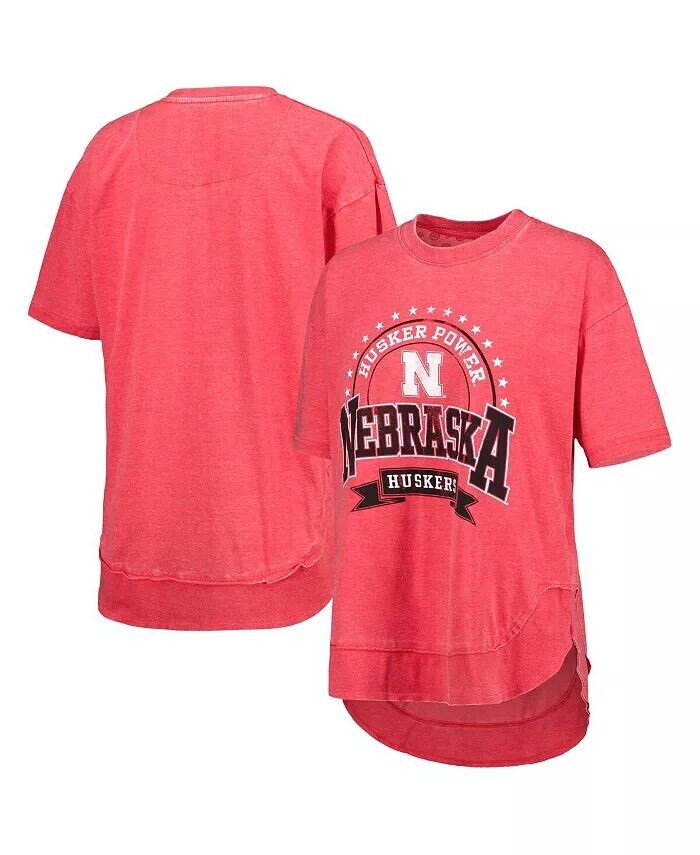 

Женское рваное пончо алого цвета с эффектом потертости Nebraska Huskers в винтажном стиле, футболка Captain Pressbox