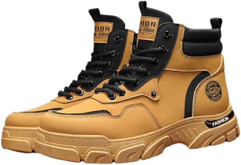 

Высокие мужские ботинки с толстой подошвой - модные ретро из ПУ, простые и универсальные, удобные. Подходят для походов и альпинизма Fmshi, хаки