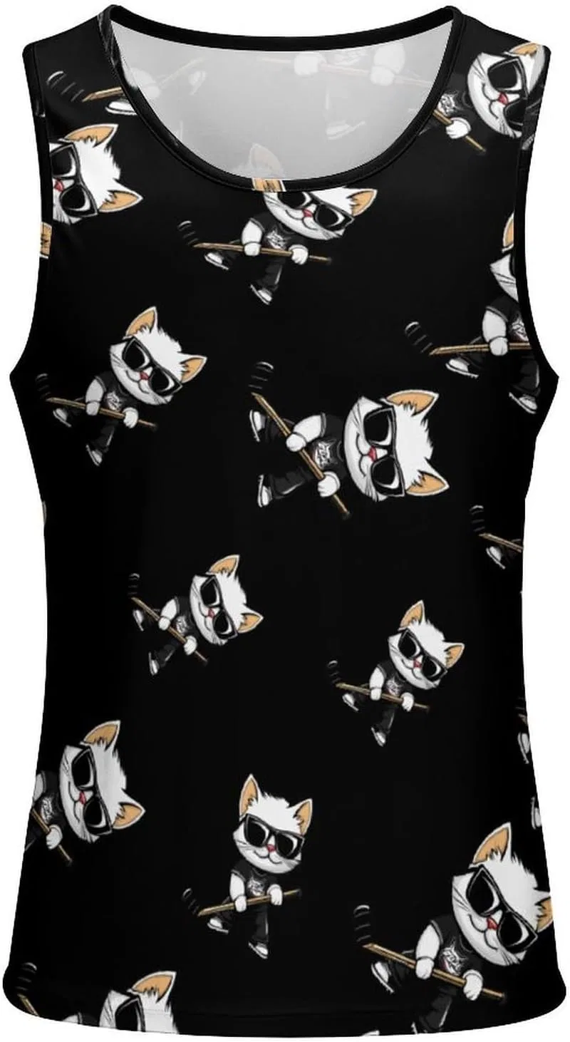 Мужской топ-безрукавка с принтом Ice Hockey Cat Player Stick, бренд Generic, цвет Style — фото 2