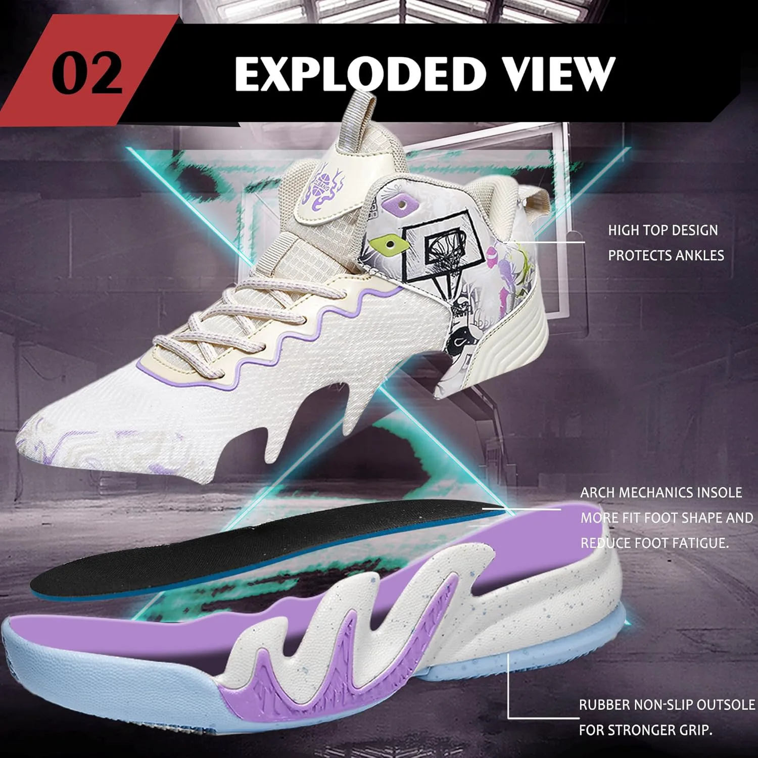 

Кроссовки CJSPORX для мужчин и женщин, баскетбольные, дышащие, мужские, противоскользящие, для улицы, модные, унисекс, фиолетовый