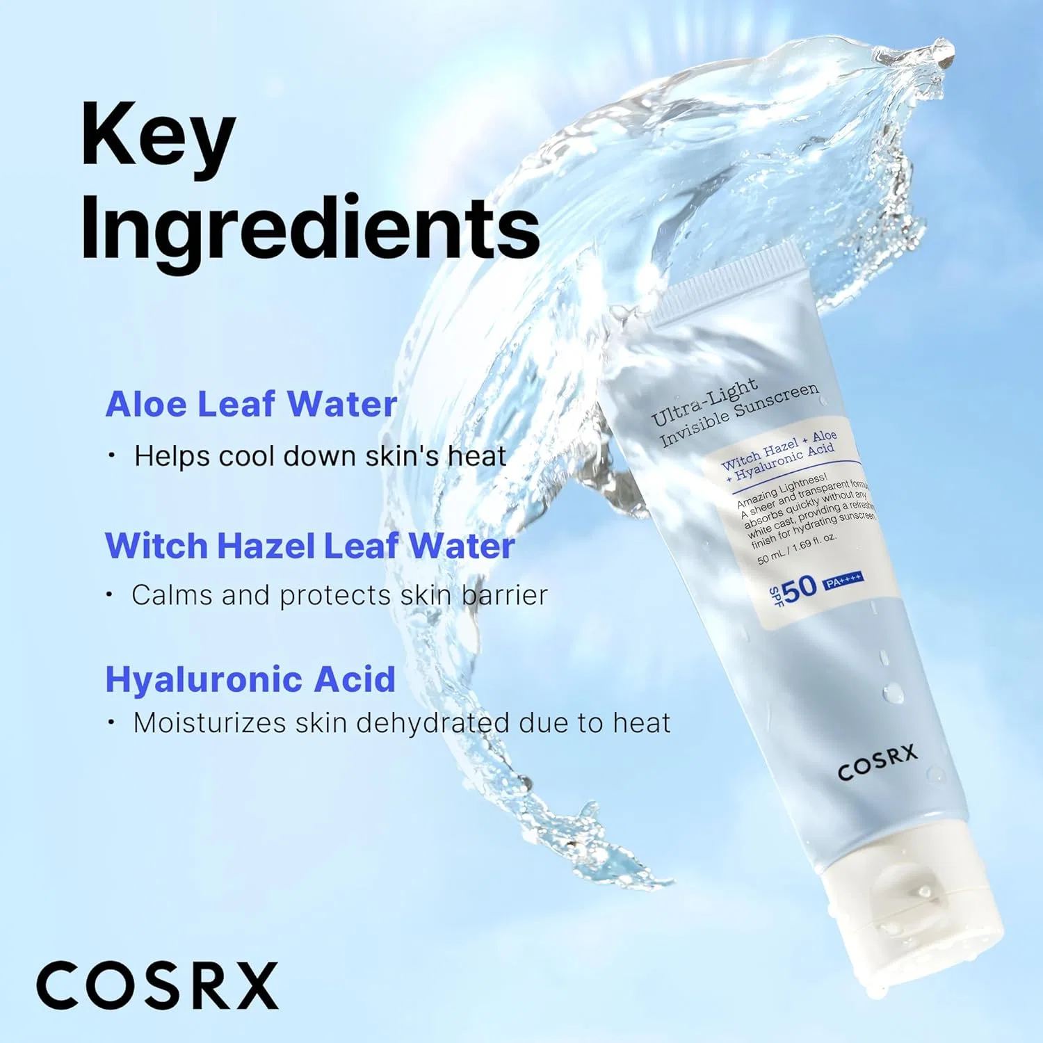Солнцезащитный крем COSRX Ultra Light Invisible Sunscreen SPF50+ PA++++ 50 мл белый Course Rx — фото 4