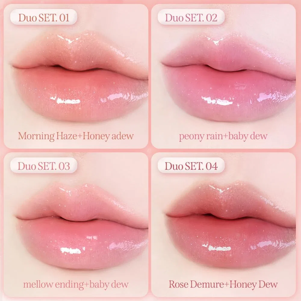 Набор блесков для губ MILKTOUCH Dew Stain Shine Duo 02 Peony Rain x Baby Dew — фото 4