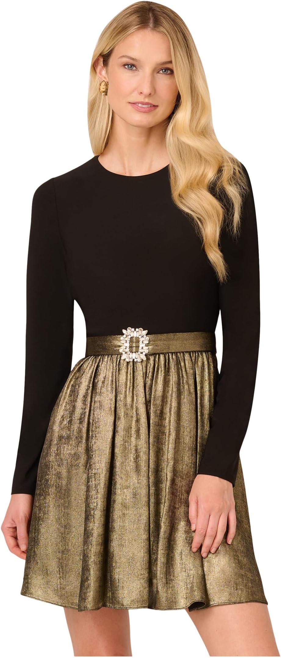 

Платье Adrianna Papell Jersey Metallic Short Dress, цвет Black/Gold