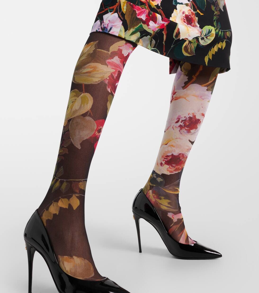 Колготки из тюля с цветочным рисунком Dolce&Gabbana, цвет bloom fdo giallo — фото 4