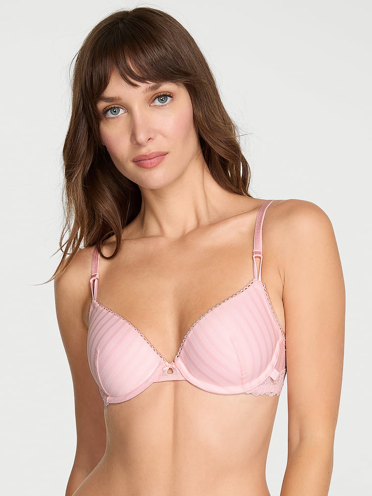 

Сексуальная футболка, полупрозрачный бюстгальтер Heritage с легкой подкладкой Victoria'S Secret, sheer angel pink