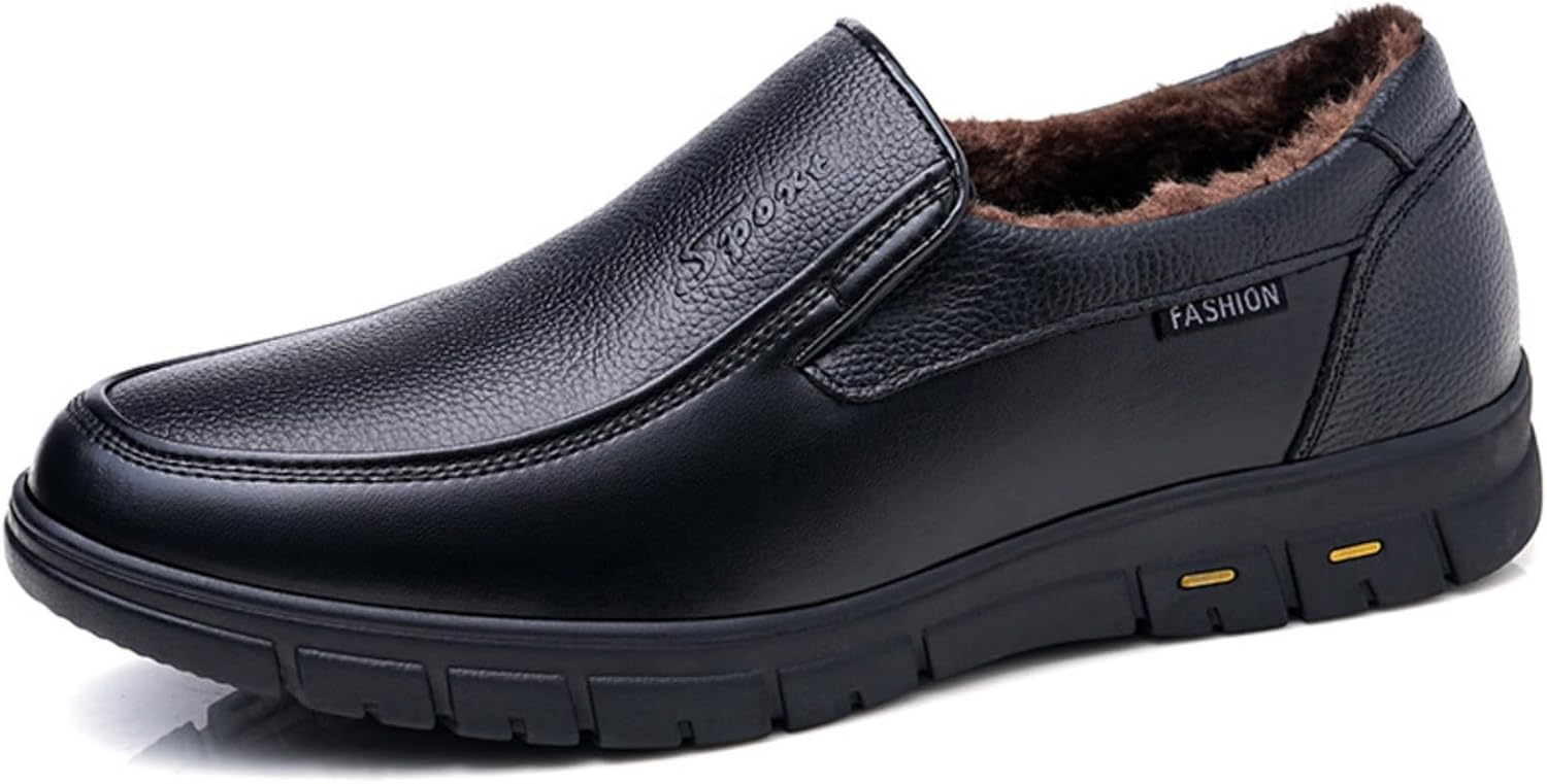 

Мужские кожаные утепленные кроссовки с подкладкой из меха, сделанные вручную, зимние, на низком каблуке, с противоскользящей подошвой, водонепроницаемые и долговечные, легкие и повседневные лоферы для прогулок. Материал обуви- легкая кожа Houdbd...