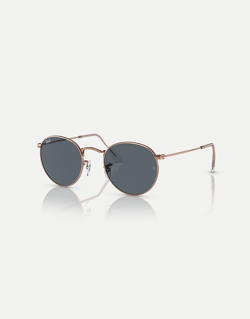 

Круглые солнцезащитные очки Ray-Ban из розового золота с синими линзами