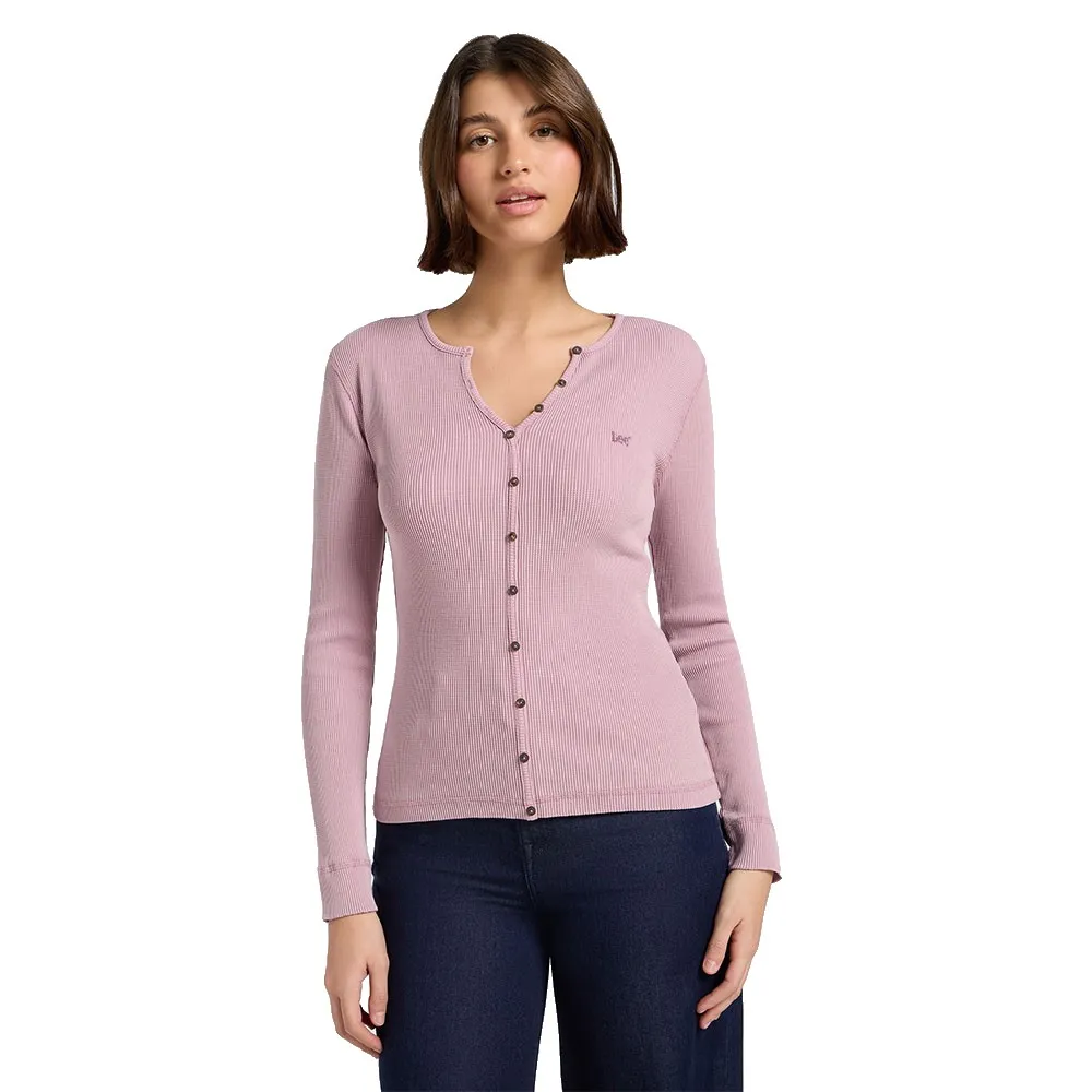 

Лонгслив Lee Washed Waffle Henley, розовый