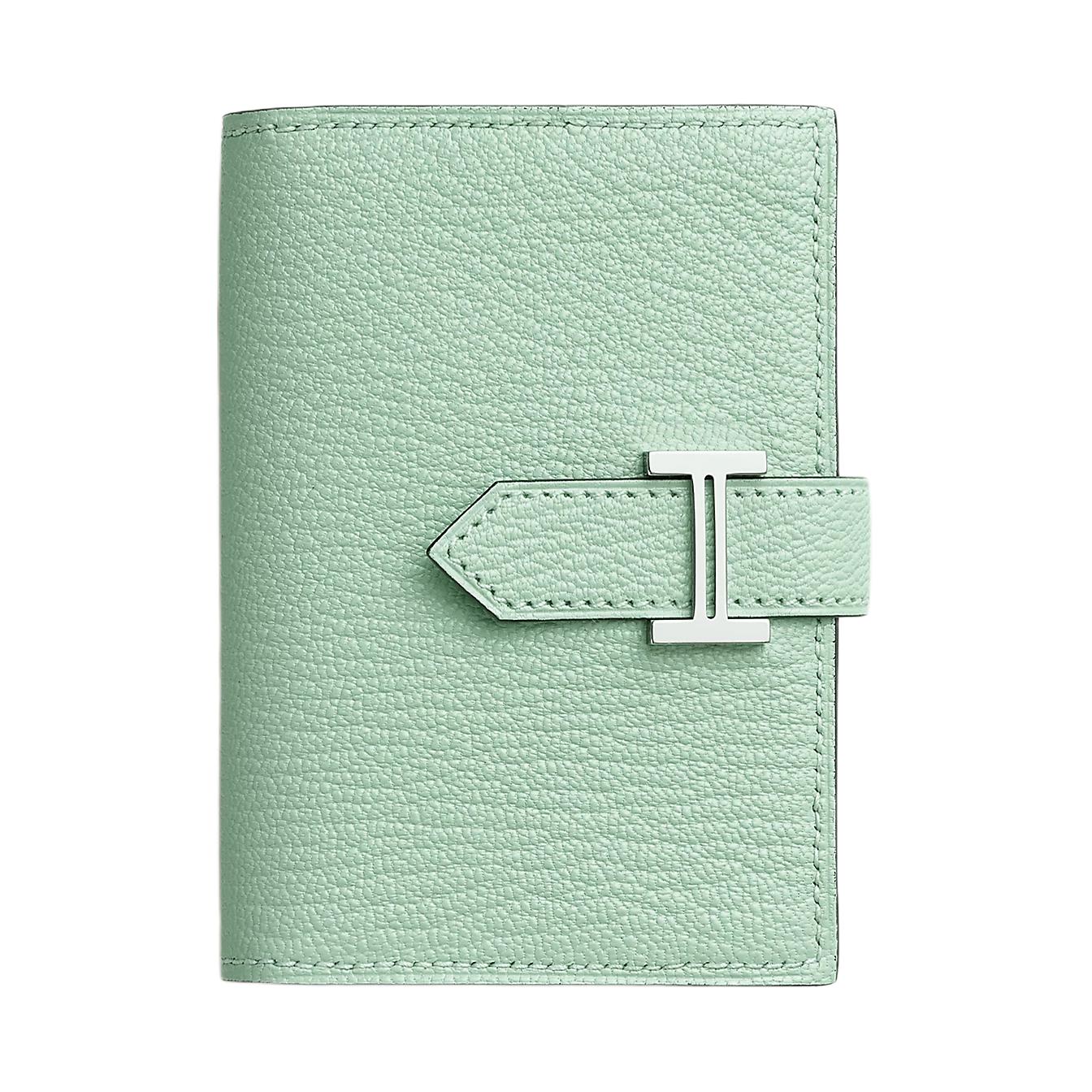 

HERMES Кошелек для карт из козьей кожи Bearn Mysore женский мятно-зеленый