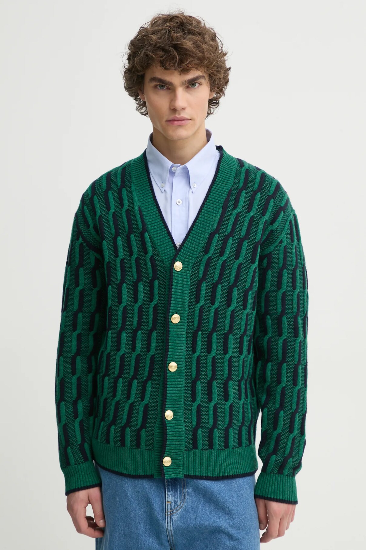 

Шерстяной кардиган Le Cardigan Torsades Bicolore Drôle De Monsieur, зеленый