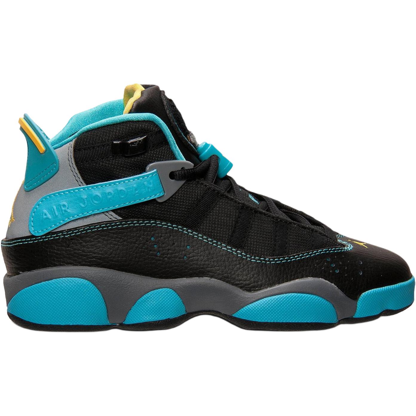 Air 6 Rings устойчивые к истиранию баскетбольные кроссовки mid top для подростков Jordan, черный — фото 3