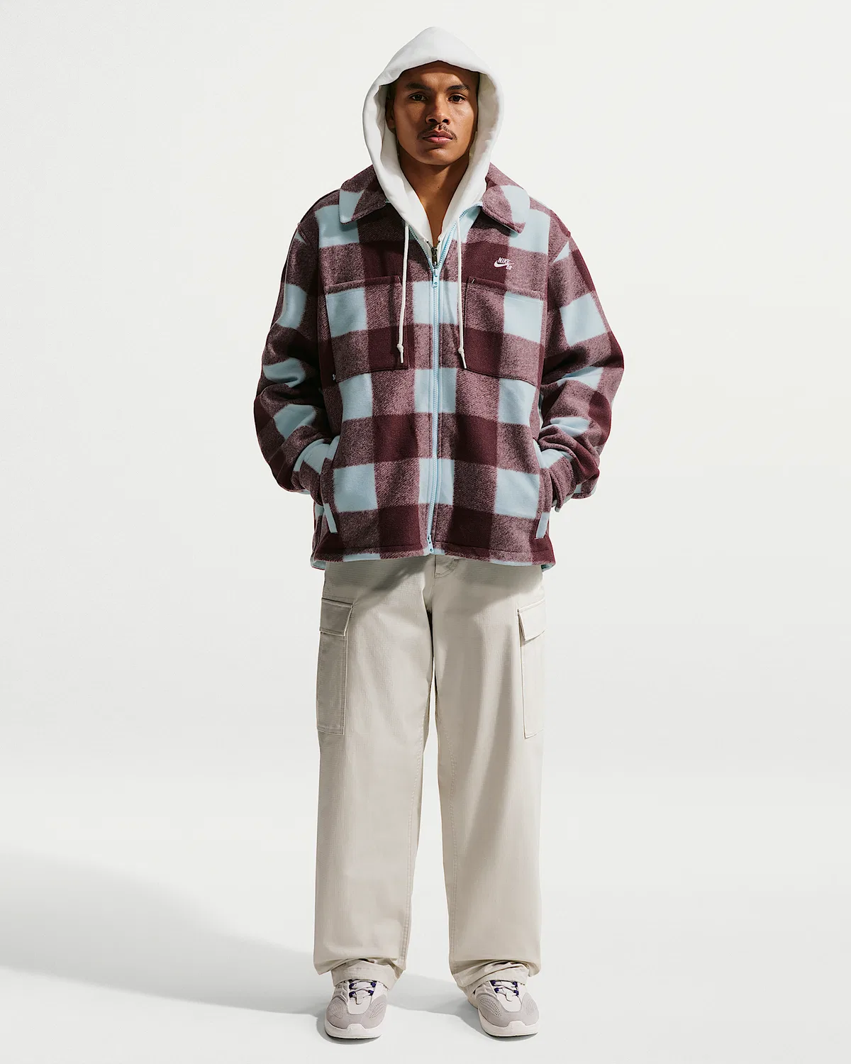 Essential Skate Shirt Jacket Nike SB, Glacier Blue/Burgundy Crush — фото 4