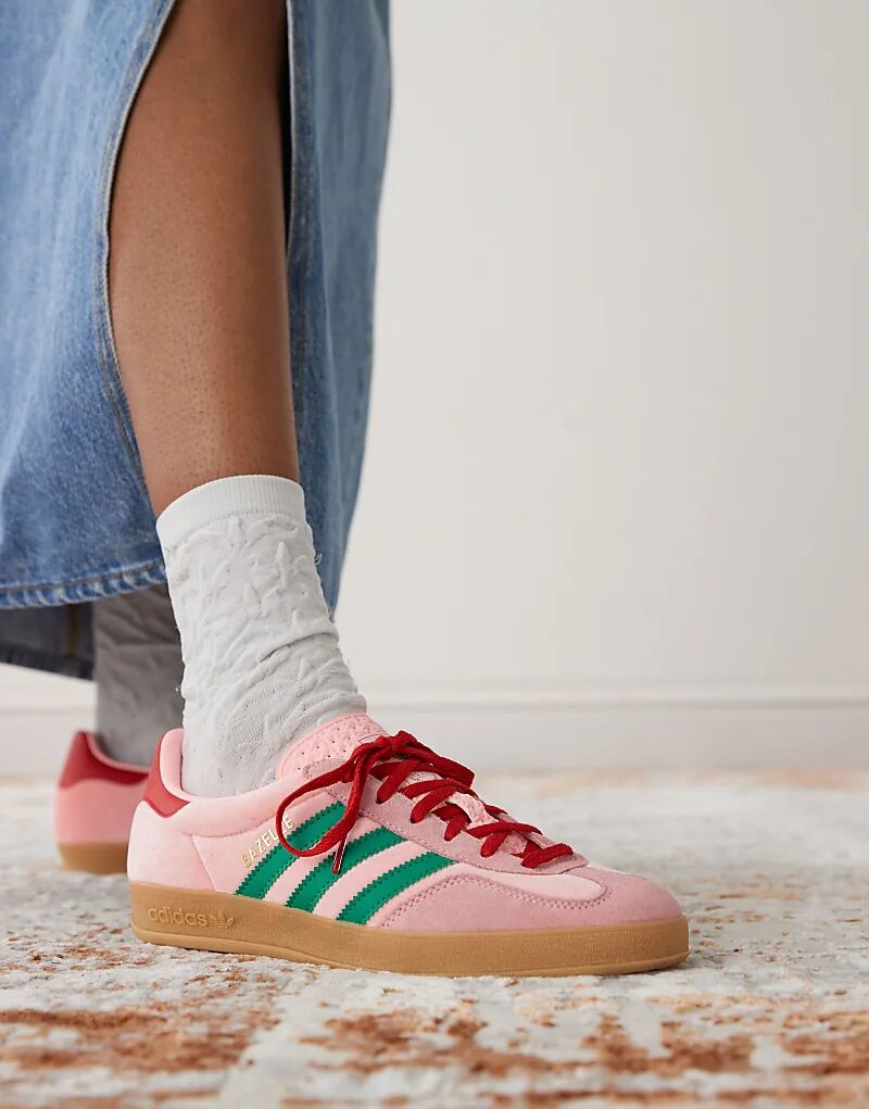 

Кроссовки Gazelle Indoor зеленого и розового цвета adidas Originals