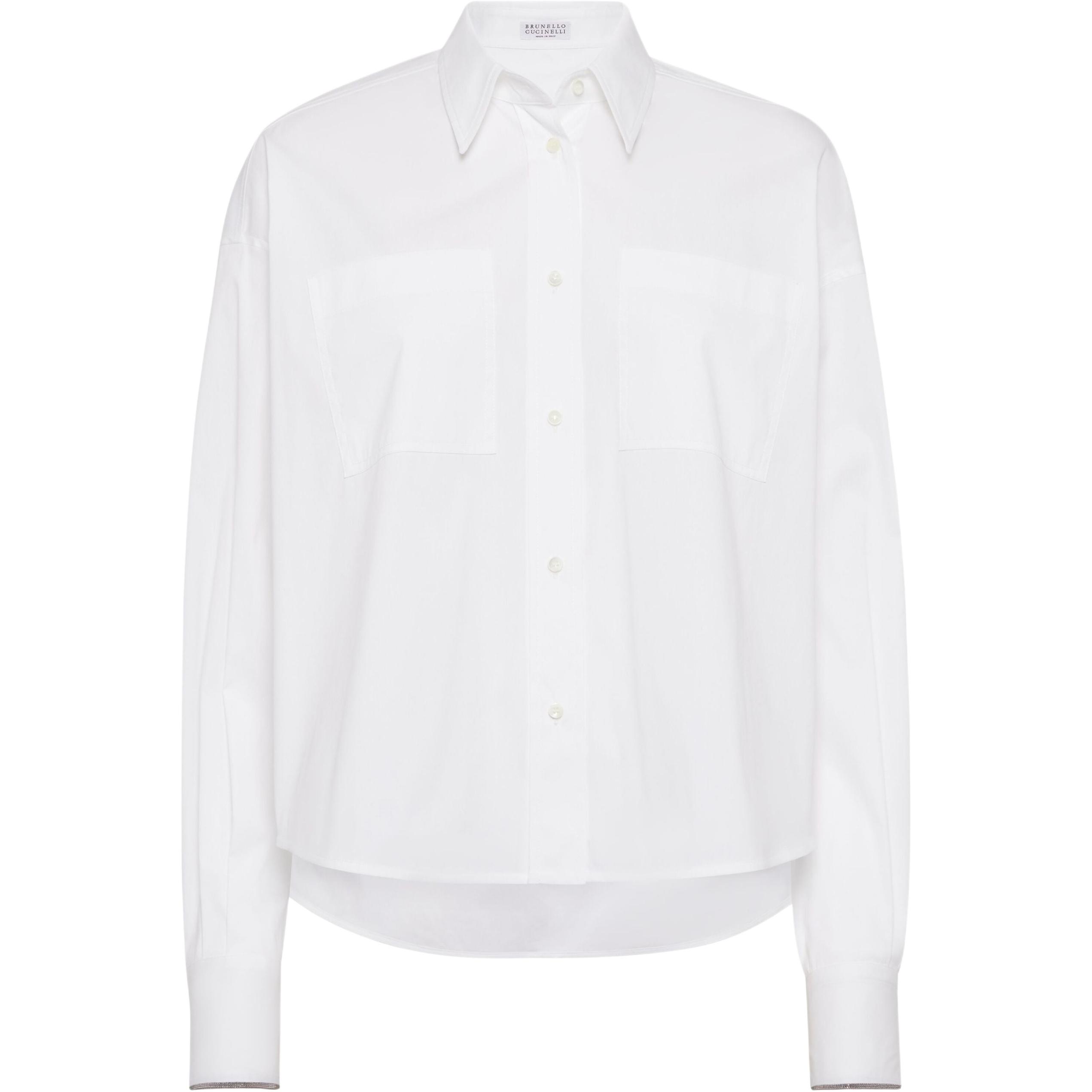 

Блестящая манжета растянутая поплиновая рубашка Brunello Cucinelli, белый