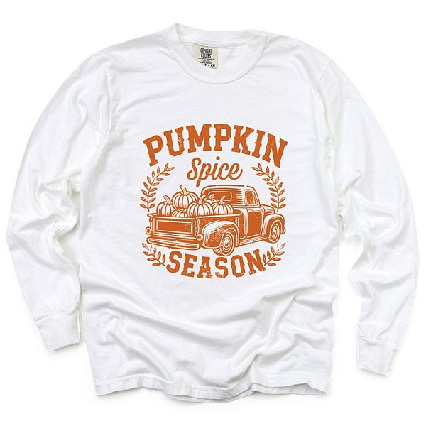 

Футболка с длинным рукавом и принтом Pumpkin spice season truck distressed Simply Sage Market, White, Белый, Футболка с длинным рукавом и принтом Pumpkin spice season truck distressed Simply Sage Market, White
