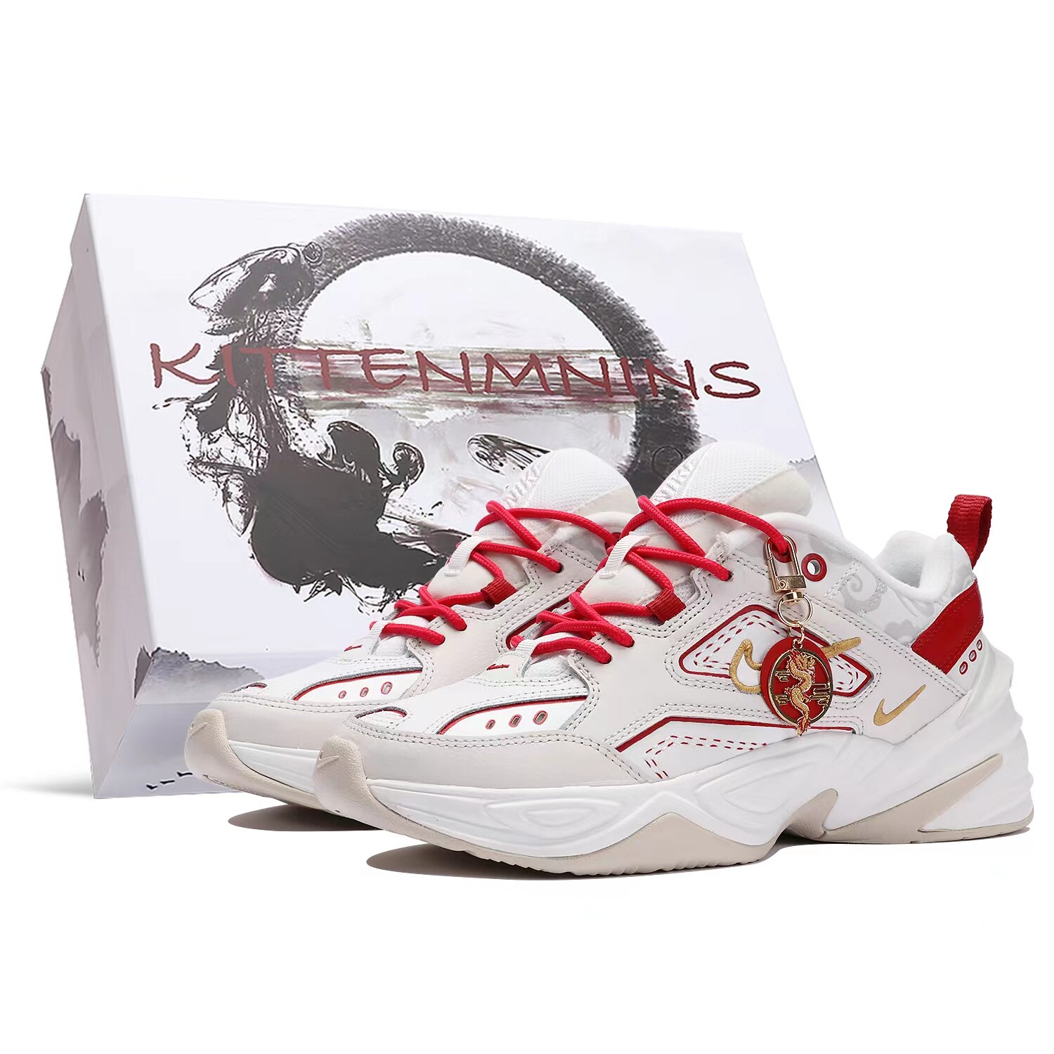 

Женские массивные кроссовки Nike M2K, White/Red