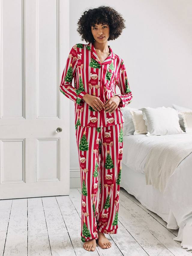 

Рождественский пижамный комплект с медвежатами и пуговицами Chelsea Peers, Red