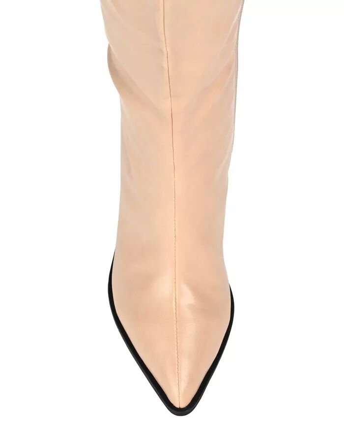 Женские ковбойские сапоги Daria Wide Calf до колена Journee Collection, коричневый/бежевый — фото 4