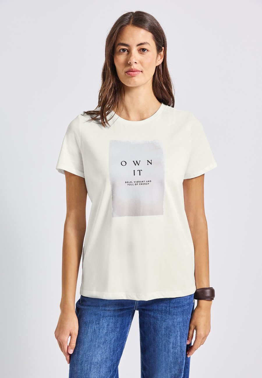 

Футболка Street One Print T-shirt, Weiß/Off-White, Белый, Футболка Street One Print T-shirt, Weiß/Off-White