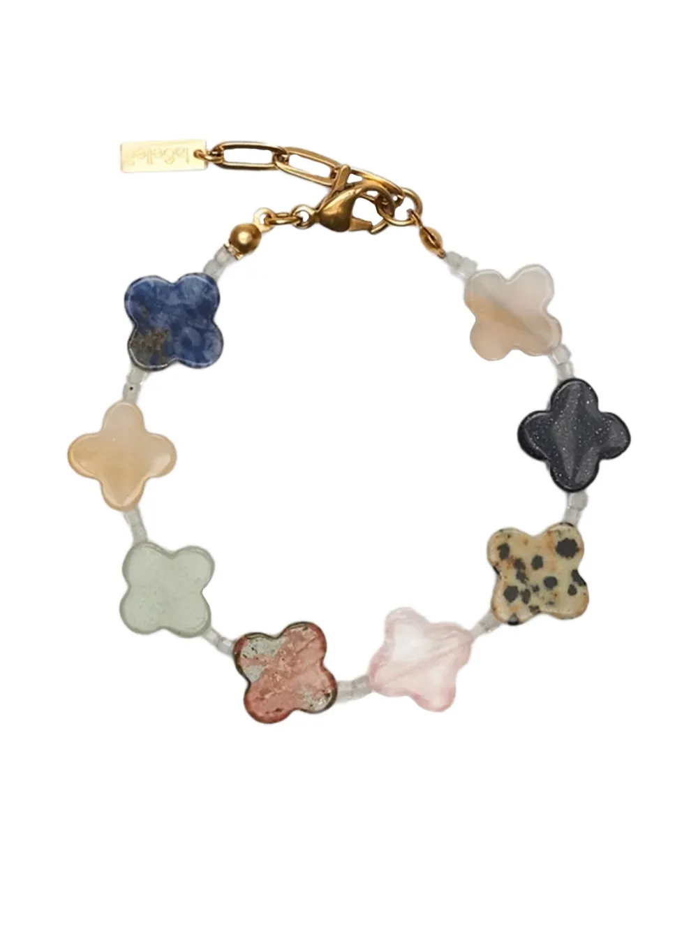 

Браслет с драгоценными камнями, украшенный клевером Labelled Jewellery, золотой