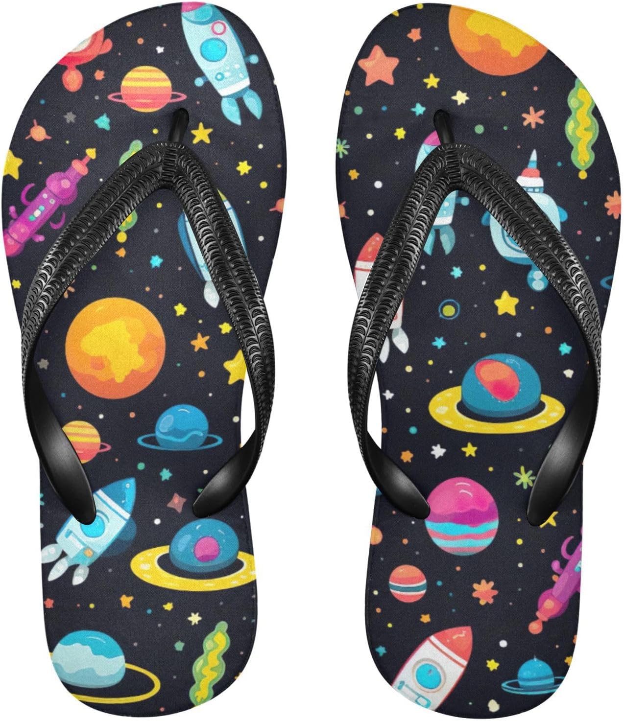 

Женские и мужские летние повседневные сандалии Space Planet Rocket Flip Flop для пляжа и душа Kfbe