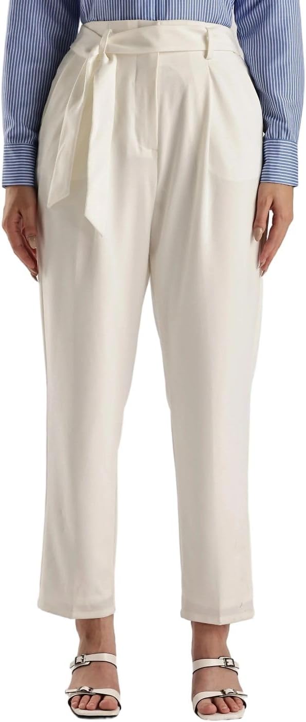 

Женские брюки прямого кроя с поясом и завязкой на талии от Calvin Klein Jeans, Cream