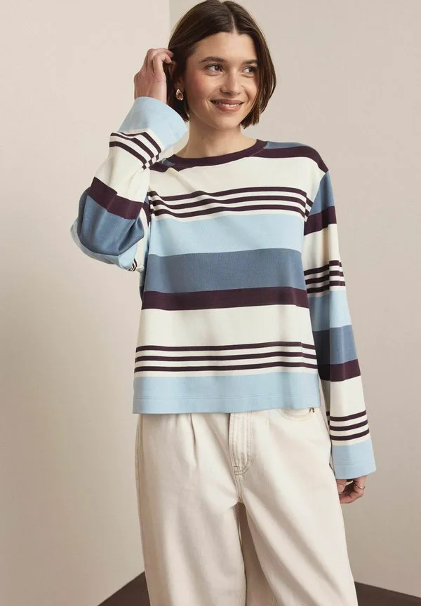 

Футболка с длинными рукавами и круглым вырезом из трикотажа Next, Brown/Blue/Ecru Stripe, Коричневый, Футболка с длинными рукавами и круглым вырезом из трикотажа Next, Brown/Blue/Ecru Stripe