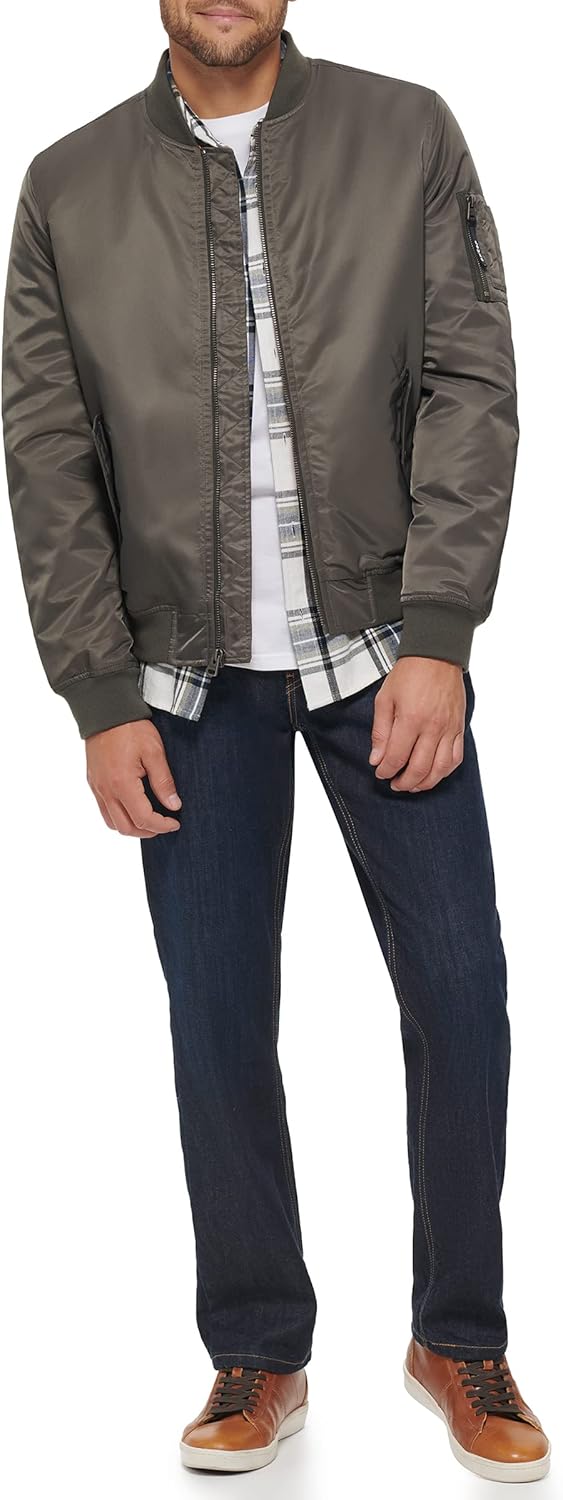 Легкая мужская куртка-бомбер Levi's MA-1 Flight на молнии, Army Green Ma-1 Filled — фото 2