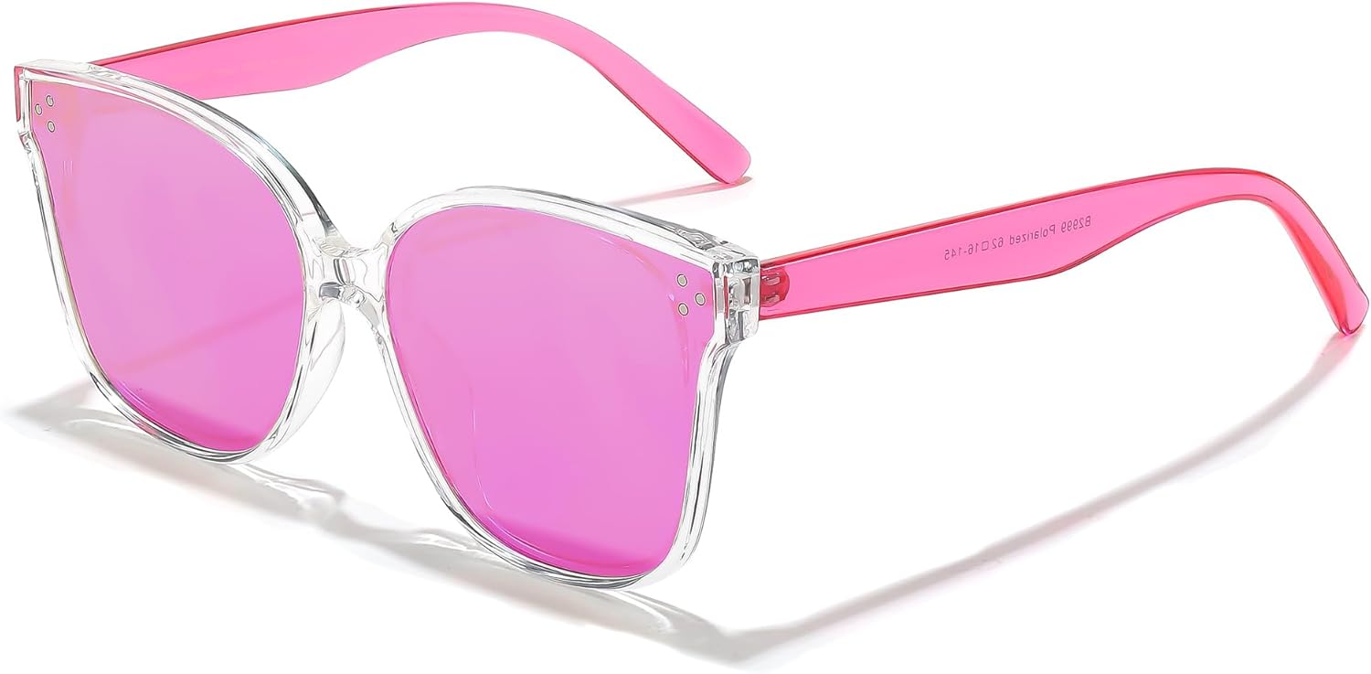 

Солнцезащитные очки FEISEDY увеличенного размера с поляризацией - защита UV400, квадратная форма, стильные солнцезащитные очки для активного отдыха и повседневной носки B2600, Transparent-pink