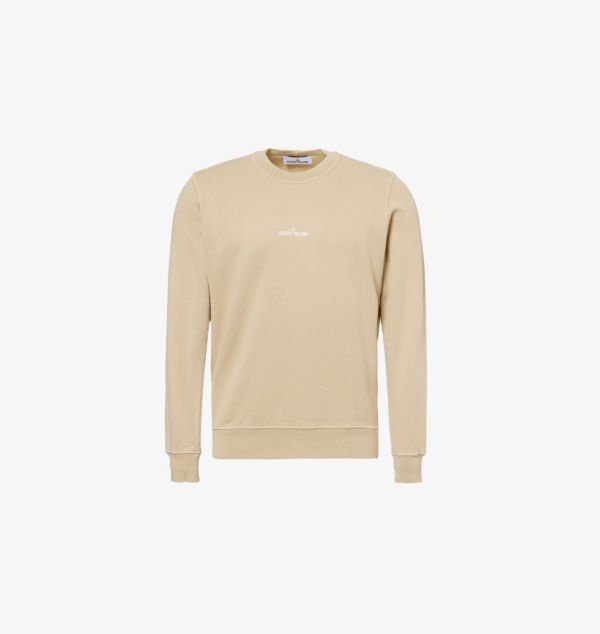 

Толстовка с круглым вырезом и фирменным принтом из хлопкового джерси Stone Island, цвет desert