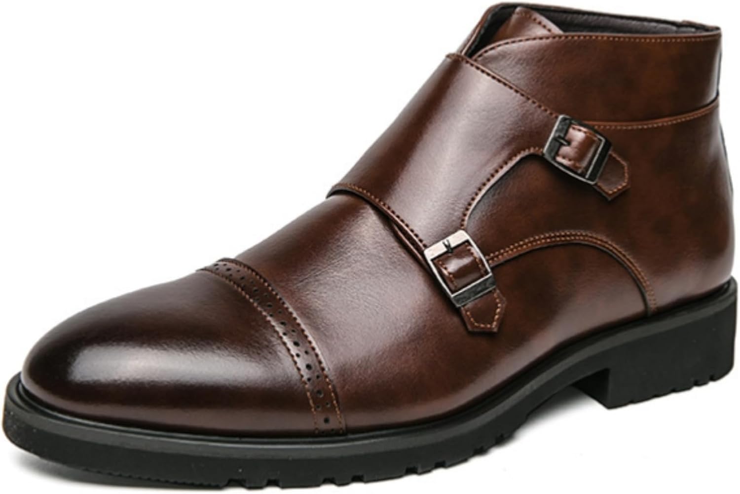

Мужские элегантные ботинки на двойной пряжке с острым носком, деловая обувь Jamron, Coffee