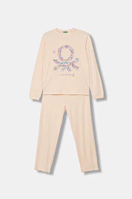 Пижама двучастная хлопковая United Colors of Benetton, бежевый