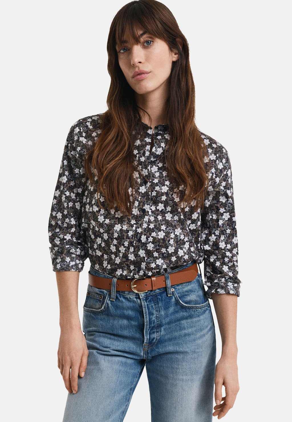 

Блузка на пуговицах REG FLORAL PRINT GANT, темно-синий