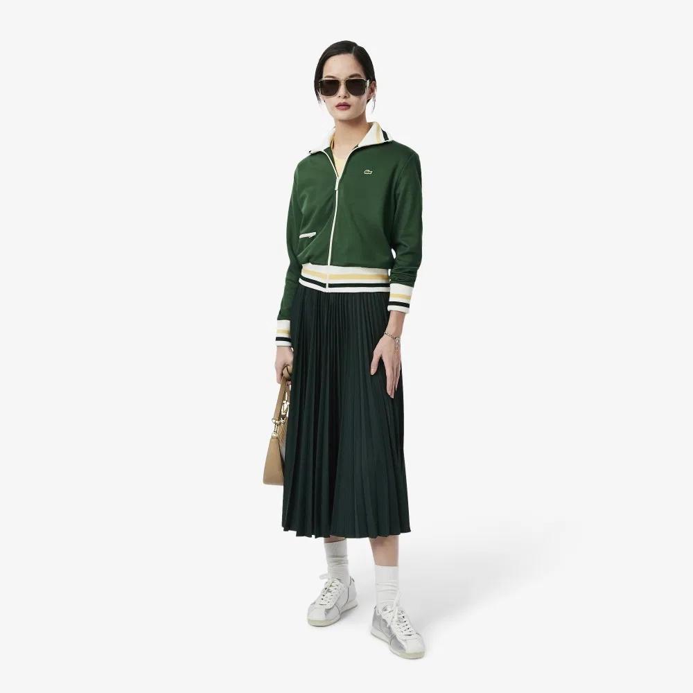 Юбка Lacoste плиссированная длинная тёмно-зелёная — фото 4