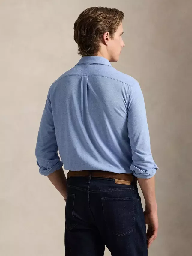 Рубашка-поло Polo из ультратонкой хлопковой сетки, стандартный крой, цвет Isle Heather Ralph Lauren — фото 2