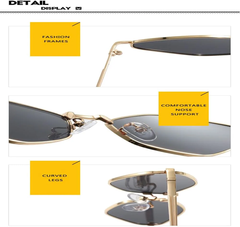 

Панк-солнцезащитные очки для женщин, модные, в металлической оправе, многоугольные, солнцезащитные очки для женщин, защита от ультрафиолета UV400 KTUCN, C2goldbrown