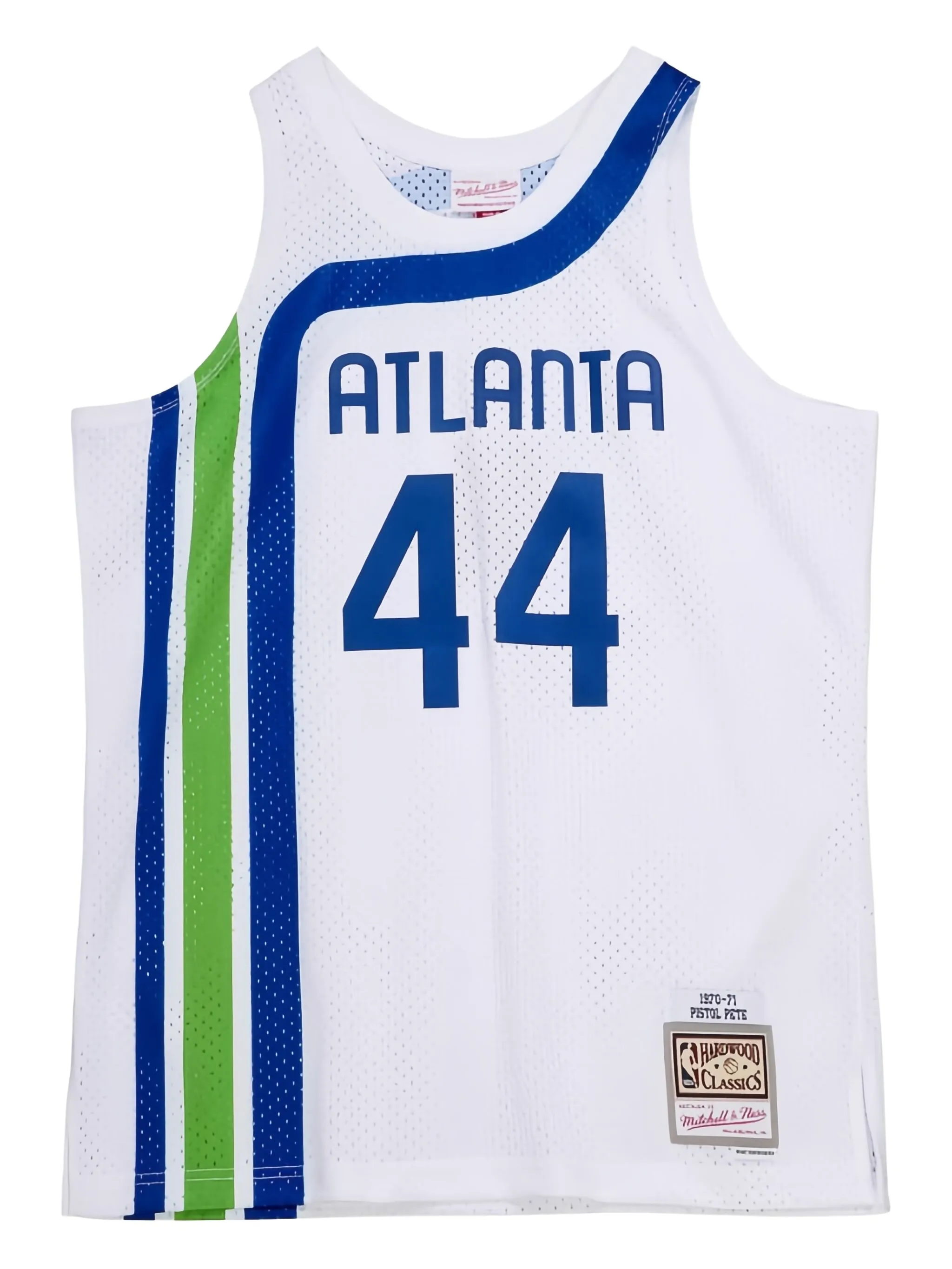 

Топ 1970/71 Hardwood Classics Pete Maravich Atlanta Hawks из джерси Mitchell & Ness, белый