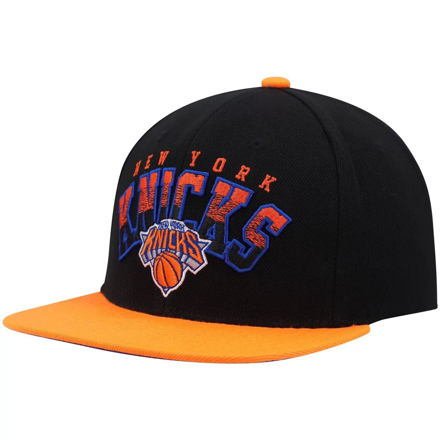 

Мужская кепка Snapback Mitchell & Ness черного/оранжевого цвета с градиентом и надписью New York Knicks