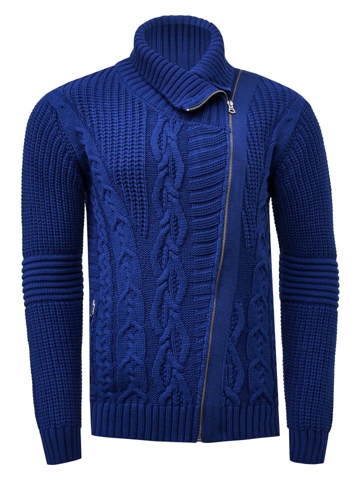 

Rusty Neal Вязаная куртка с высоким воротником и асимметричной молнией, цвет индиго