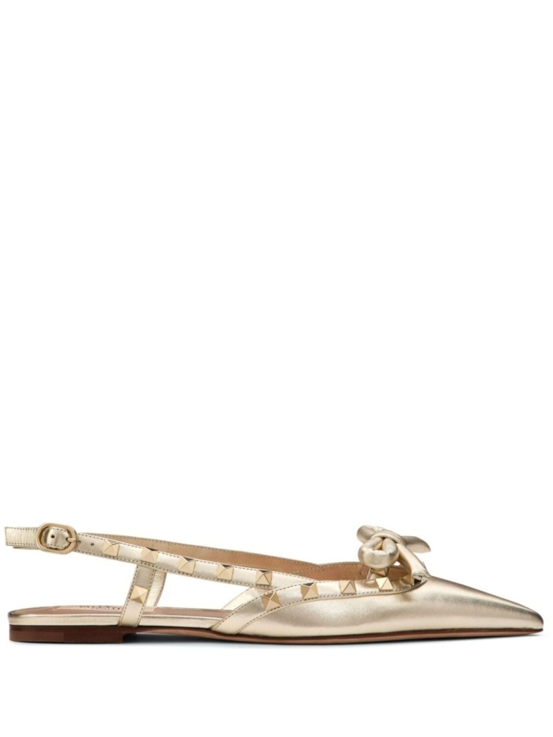 

Valentino Garavani балетки Rockstud Bow с открытой пяткой, золотистый