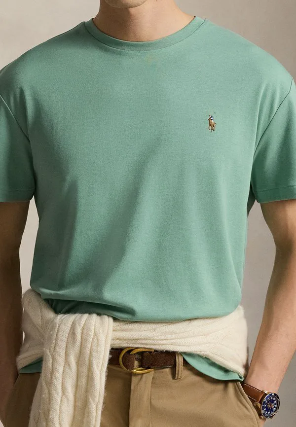 Облегающая футболка из мягкого хлопка, базовая футболка. Polo Ralph Lauren, Faded Mint — фото 4