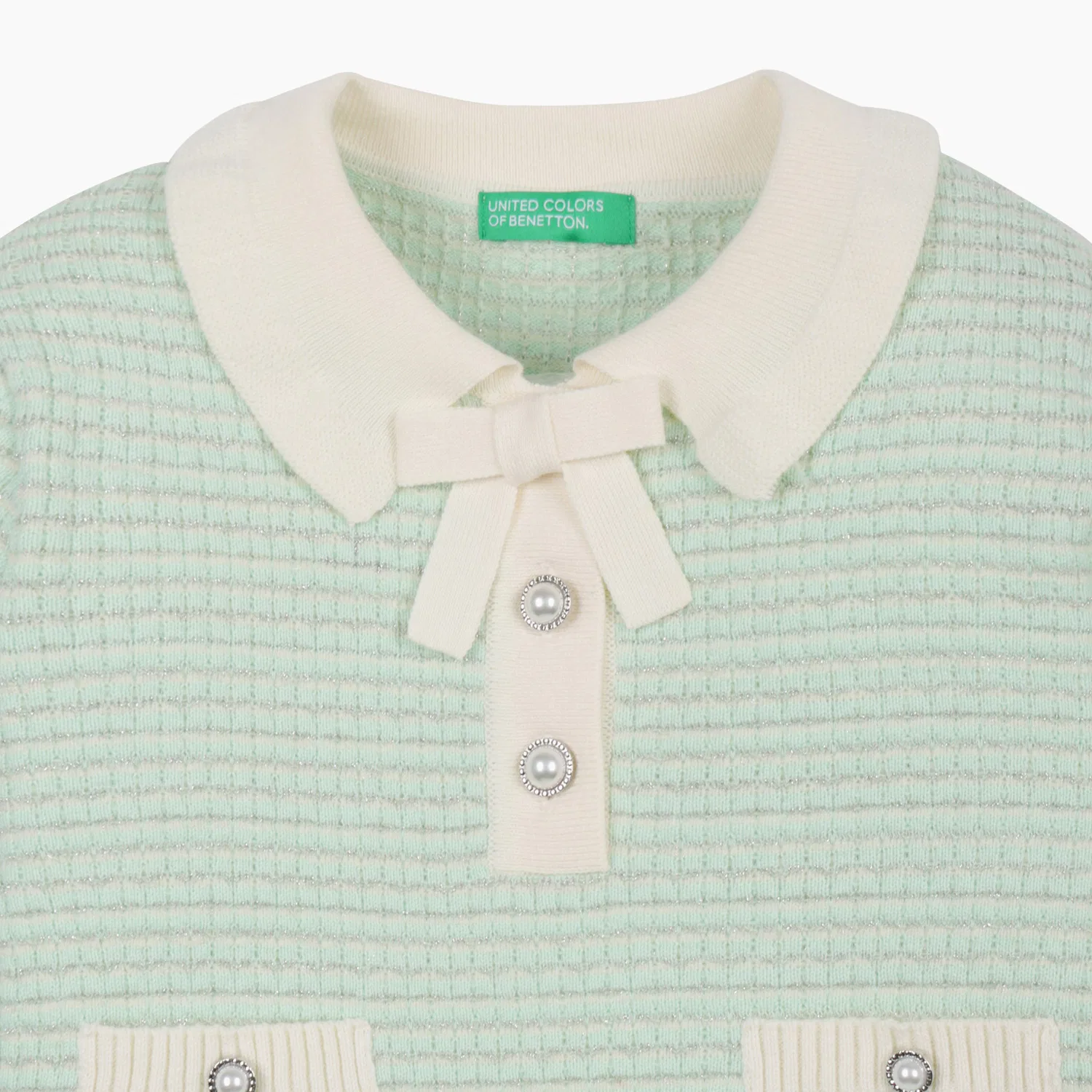 Детское твидовое вязаное платье с сетчатой юбкой от Benetton Kids — фото 2