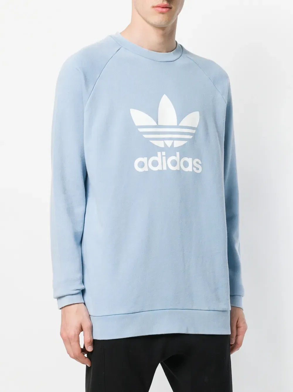 Толстовка Adidas Originals Trefoil Warm Up Crewshirt, синий — фото 3