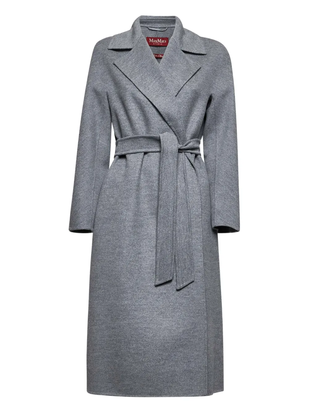 

Пальто с поясом и запахом MAX MARA, серый