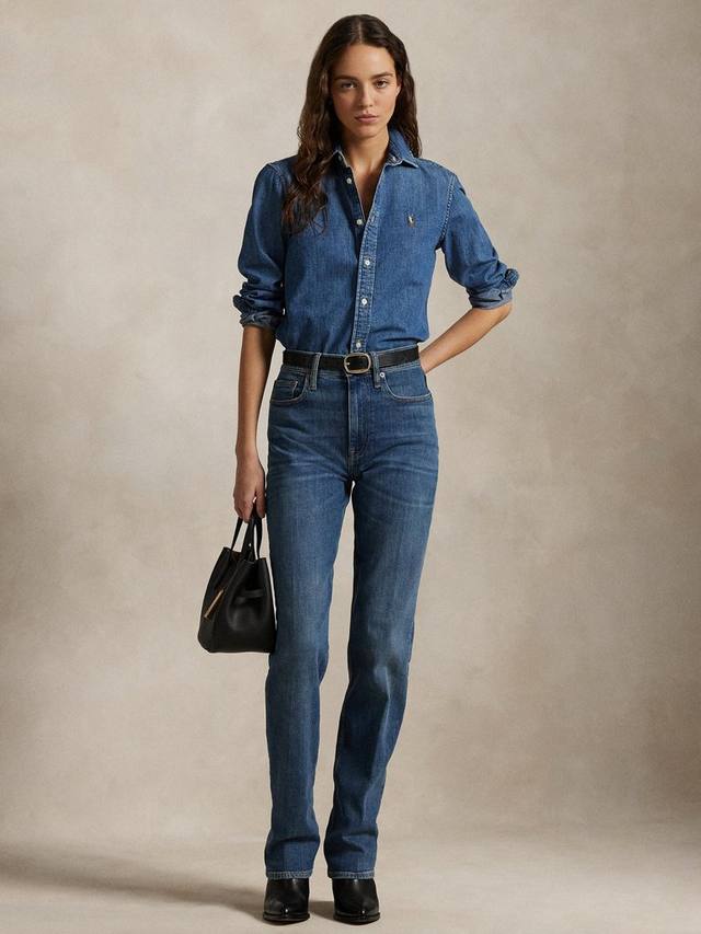

Свободные прямые джинсы с высокой посадкой Ralph Lauren, цвет Telesto Wash