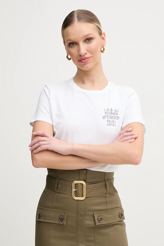 

Хлопковая футболка Guess, белый