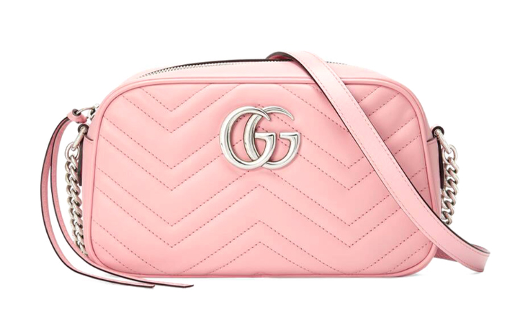 

GUCCI Сумка через плечо Marmont GG с застежкой-молнией, маленькая, пастельно-розовая