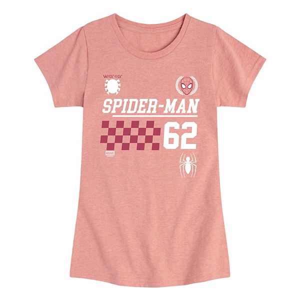

Футболка с принтом Spider-Man Racing Collegiate для девочек 7-16 Marvel, Desert Pink