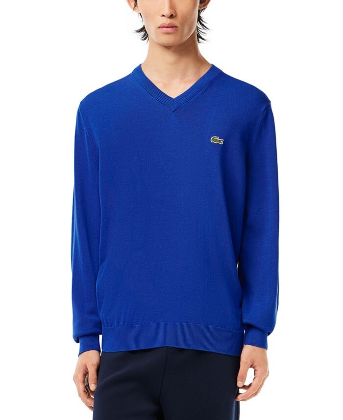 

Мужской однотонный свитер обычного кроя с v-образным вырезом Lacoste, цвет Jq0
