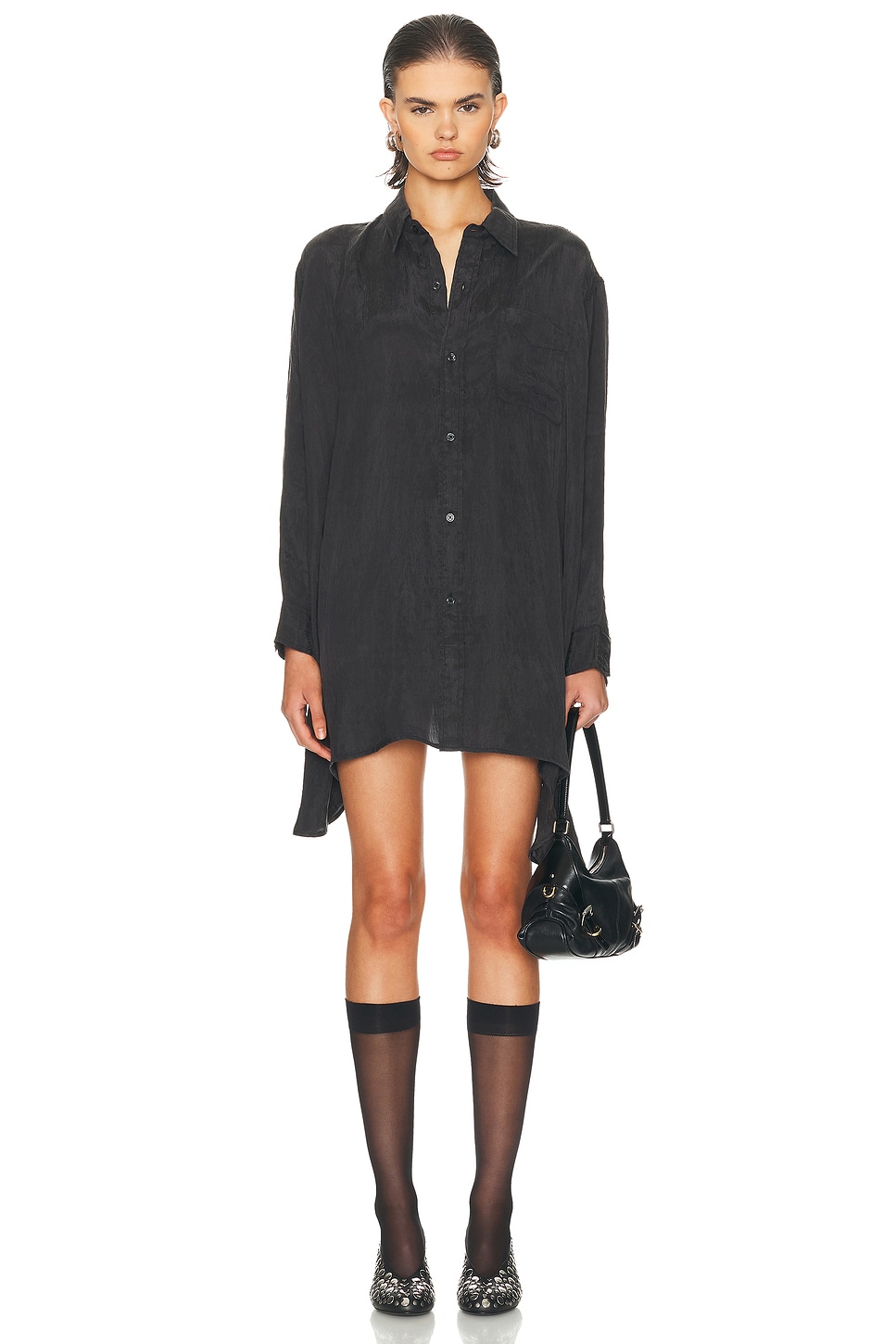 

Рубашка с драпировкой спереди R13, Black